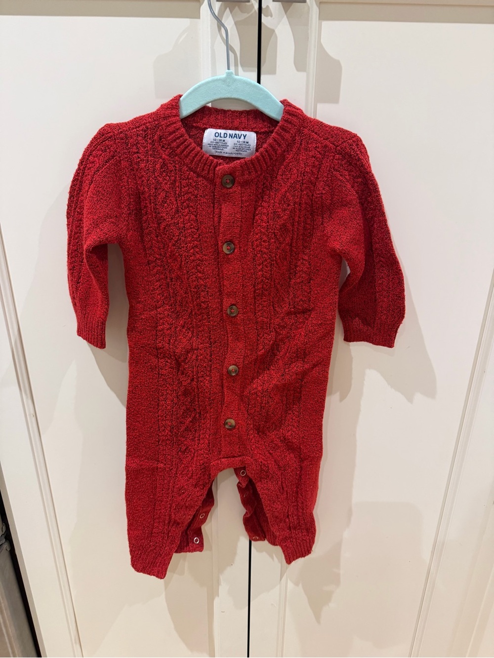 Old Navy 12-18m Red Knit Baby One-Piece Cardigan
